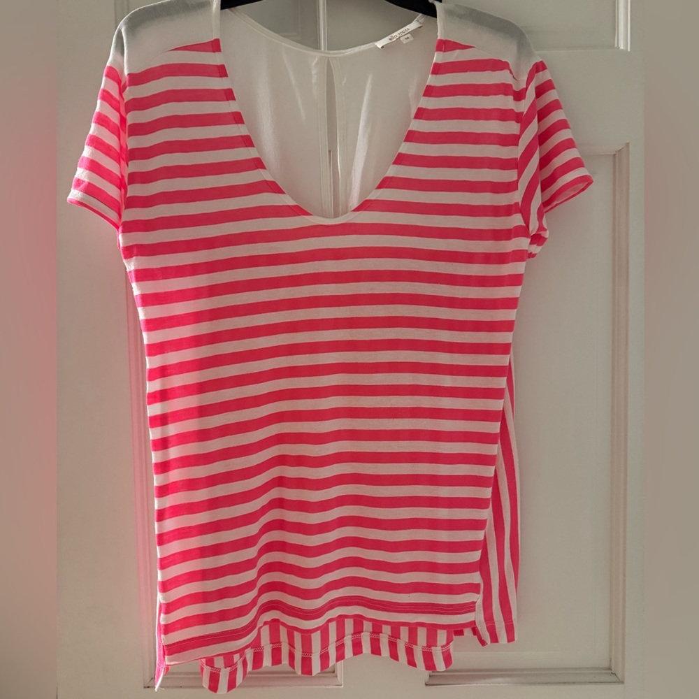 Ella Moss Pink and White Striped Top